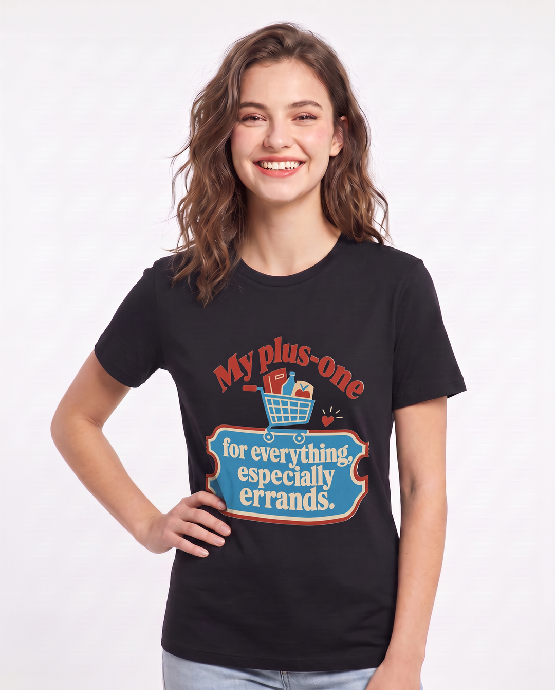 Couples Women's Black T-Shirt - My plus-one for everything, especially product image 3