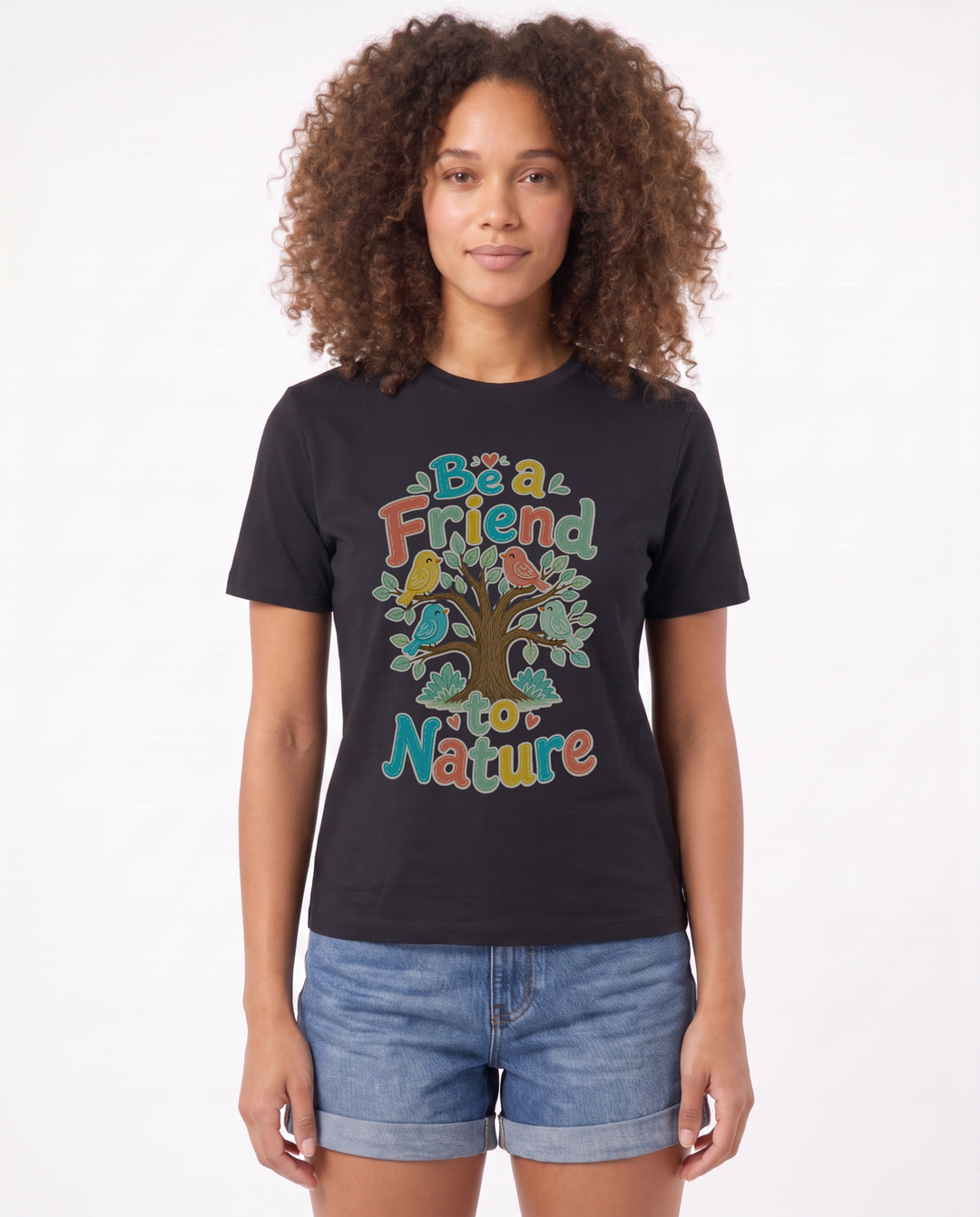 Be A Friend To Nature Black T-Shirt mockup 1