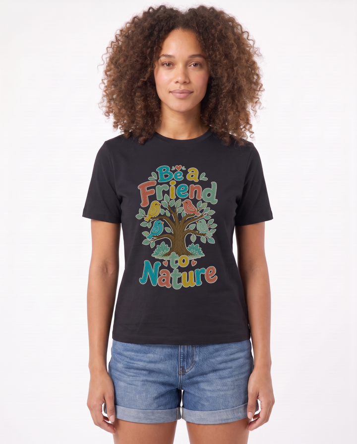 Be A Friend To Nature Black T-Shirt mockup 1