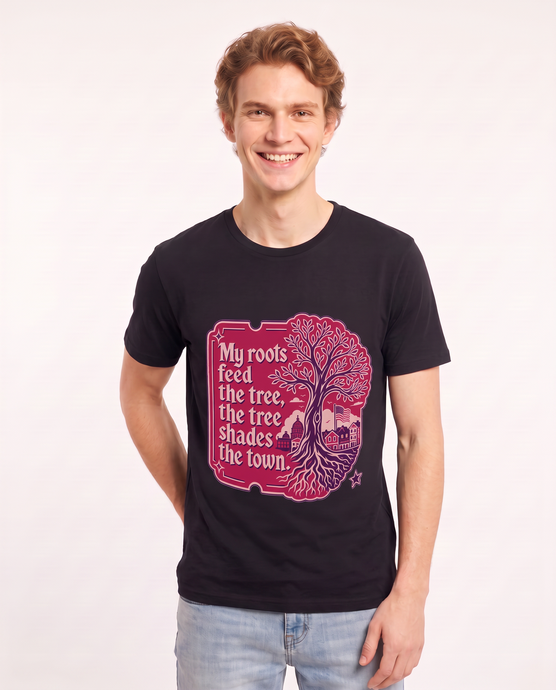 Graphic Men's Black T-Shirt - My roots feed the tree, the tree shades product image 3