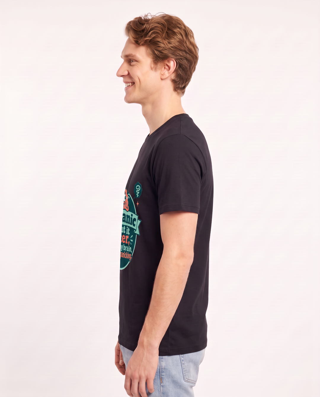 Graphic Men's Black T-Shirt - I'll panic about it later, says my product image 2