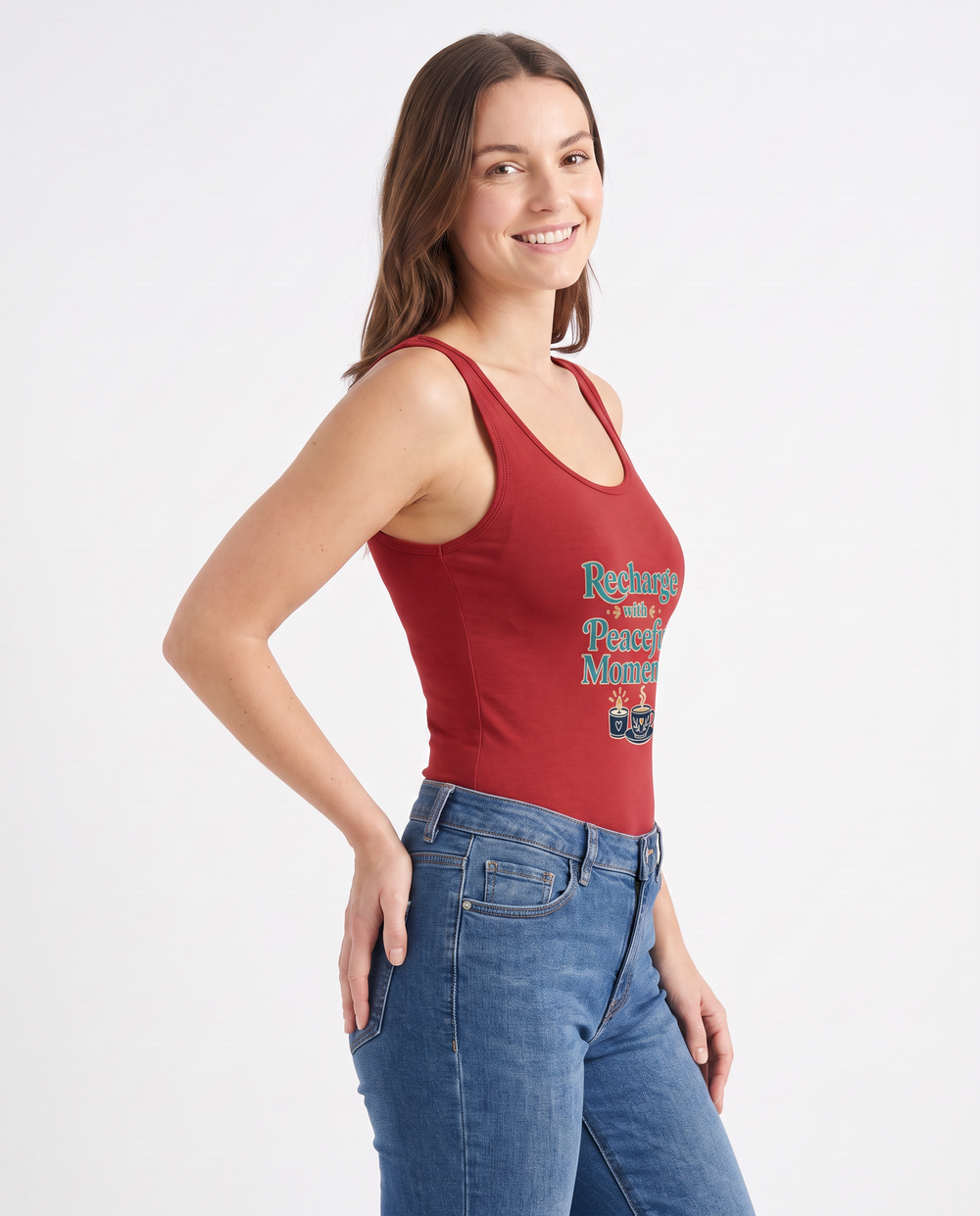 Recharge With Peaceful Moments Sleeveless Tank Bodysuit mockup 2