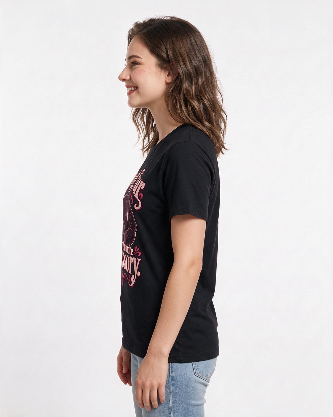 Cat Lover Black T-Shirt for Women – Everyday Expression Graphic Tee product image 2