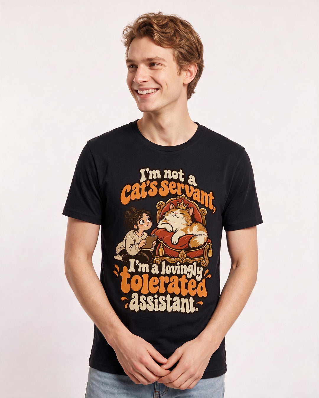 Cat Lover Black T-Shirt for Men – Everyday Expression Graphic Tee product image 1