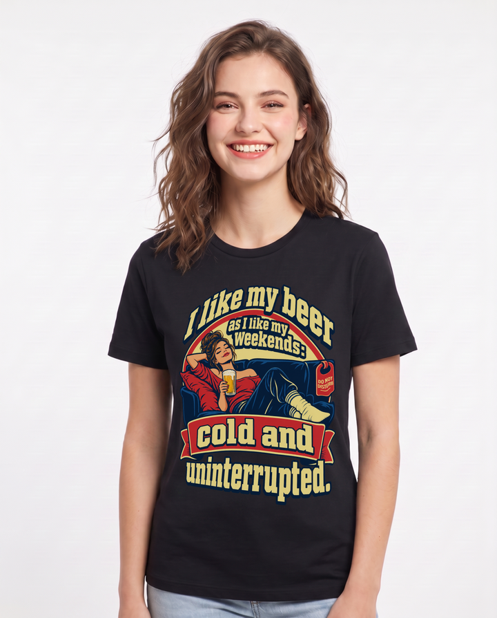 Beer Black T-Shirt for Women – Everyday Expression Graphic Tee product image 3