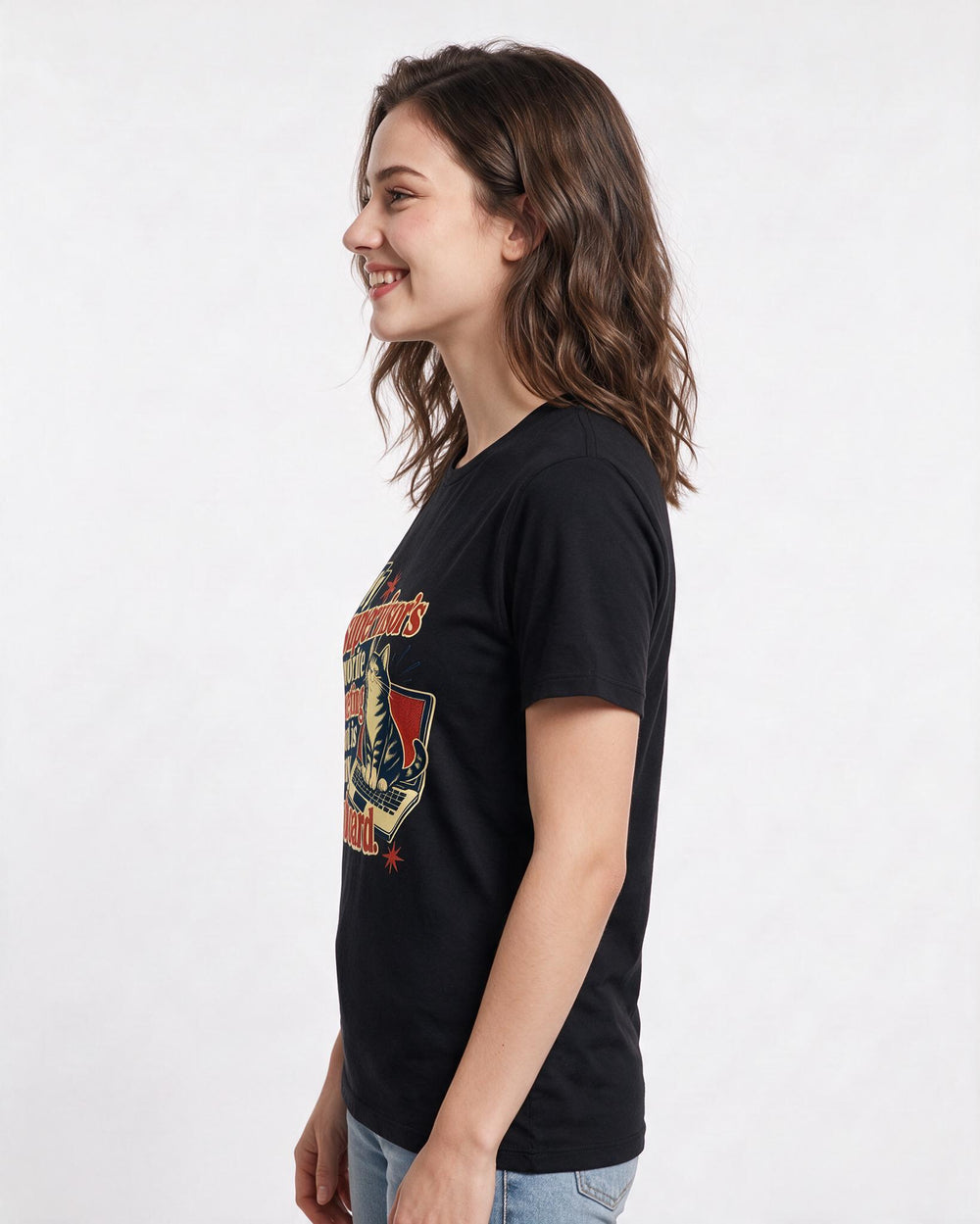 Cat Lover Black T-Shirt for Women – Everyday Expression Graphic Tee product image 2