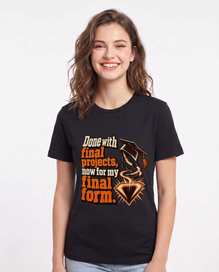 Graduation Black T-Shirt for Women – Everyday Expression Graphic Tee product image 3
