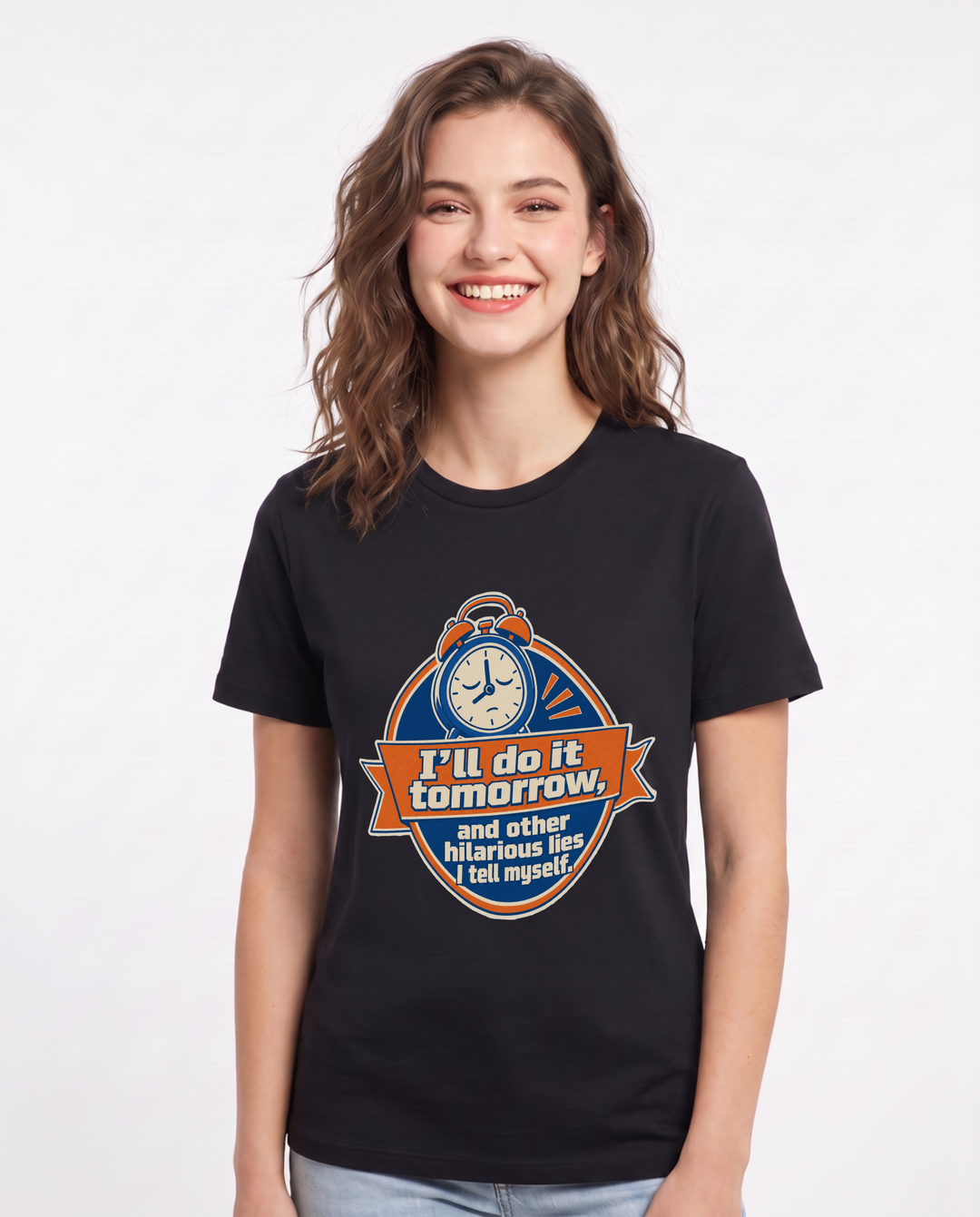 Graphic Women's Black T-Shirt - I'll do it tomorrow, and other product image 1