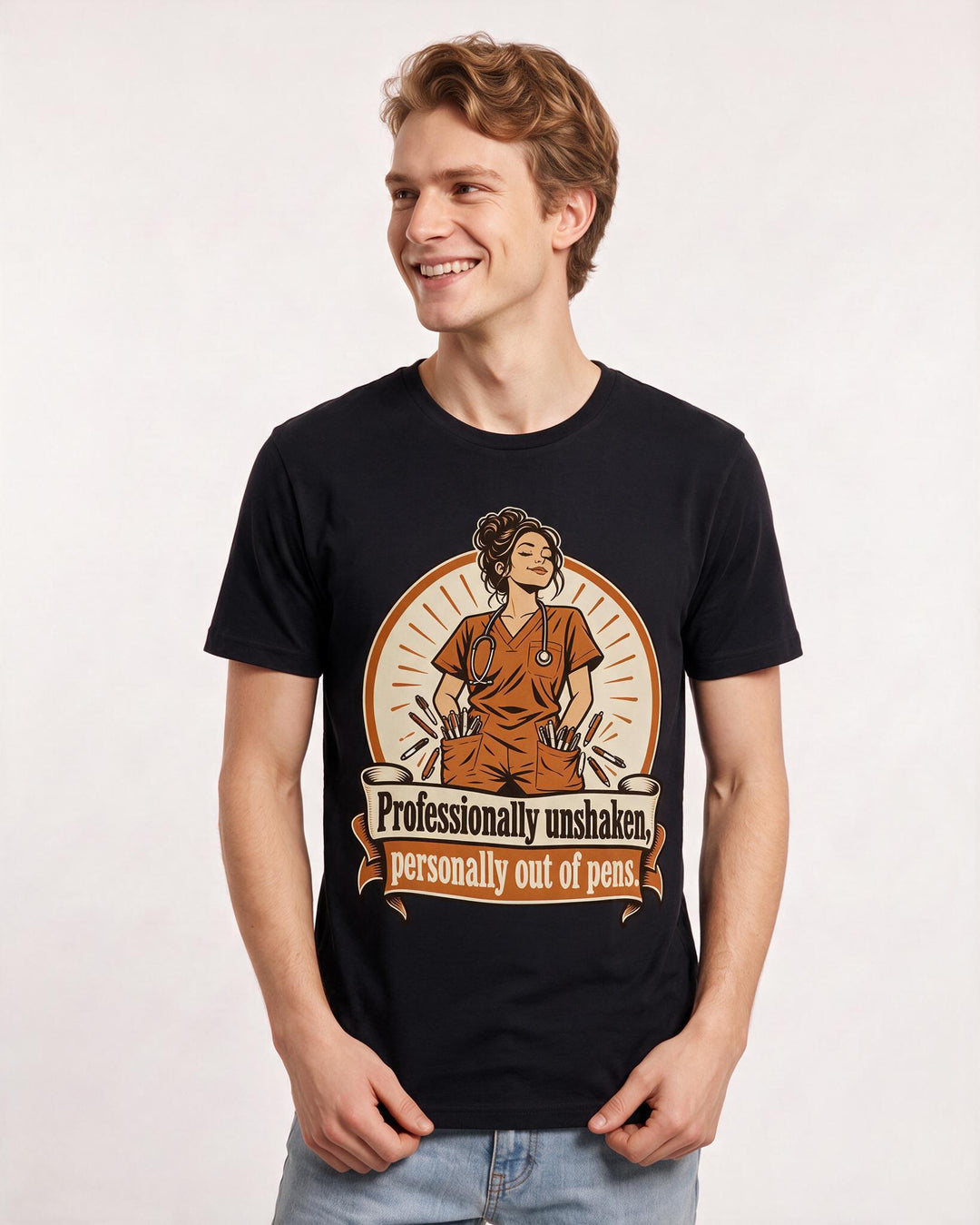 Nurse Black T-Shirt for Men – Nursing Life Graphic Tee product image 1