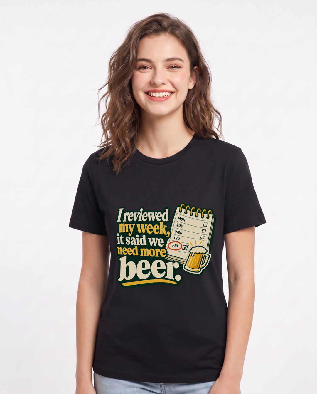 Beer Black T-Shirt for Women – Everyday Expression Graphic Tee product image 3