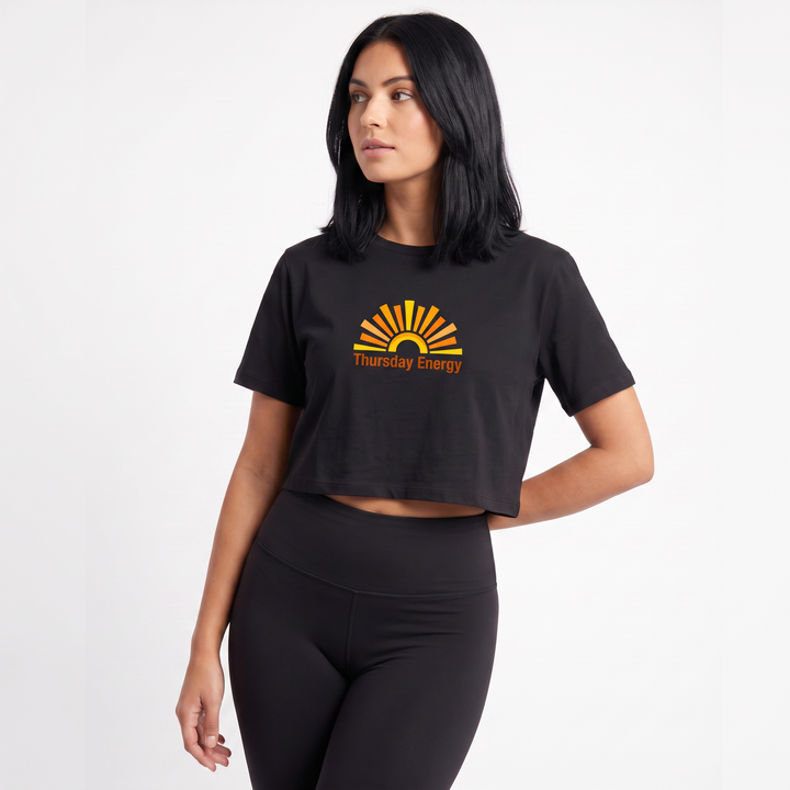 Abstract Sunrise With Dynamic Typography Crop Top product photo 1
