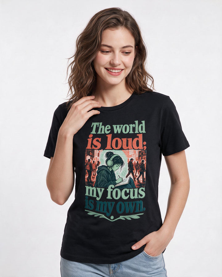 Neurodiversity Black T-Shirt for Women – Everyday Expression Graphic Tee product image 3
