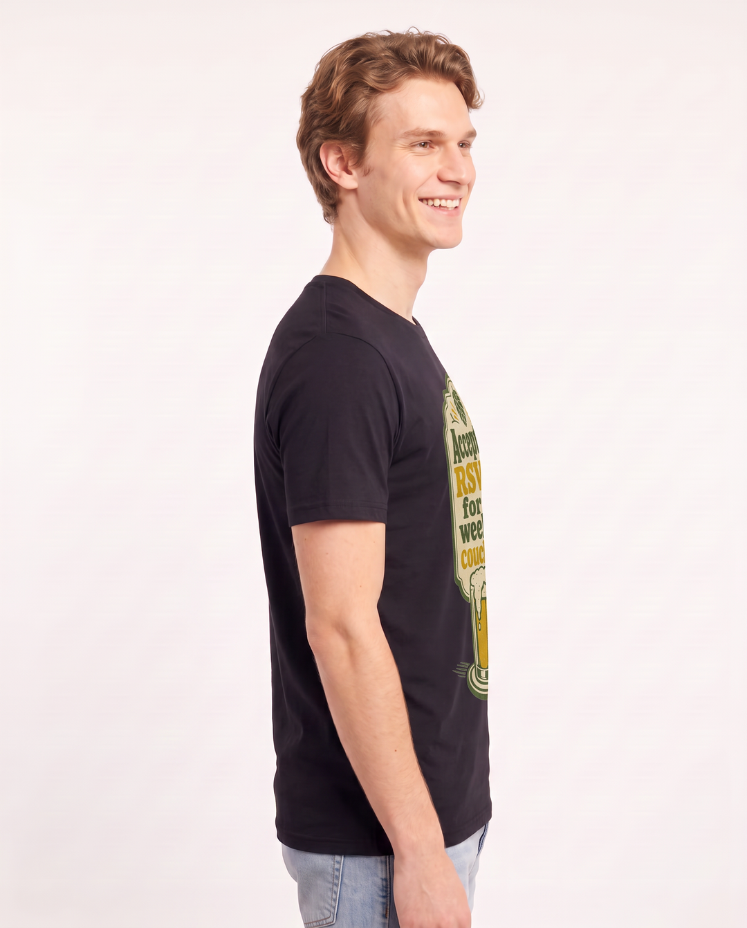 Funny Beer Men's Black T-Shirt - Accepting RSVPs for my weekend couch product image 2