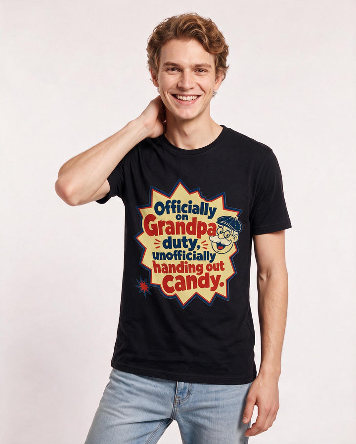 Graphic Men's Black T-Shirt - Officially on Grandpa duty, unofficially product image 3