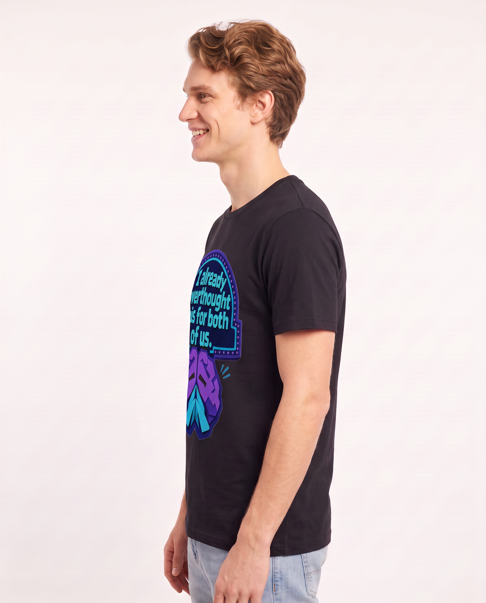 Graphic Men's Black T-Shirt - I already overthought this for both of product image 2