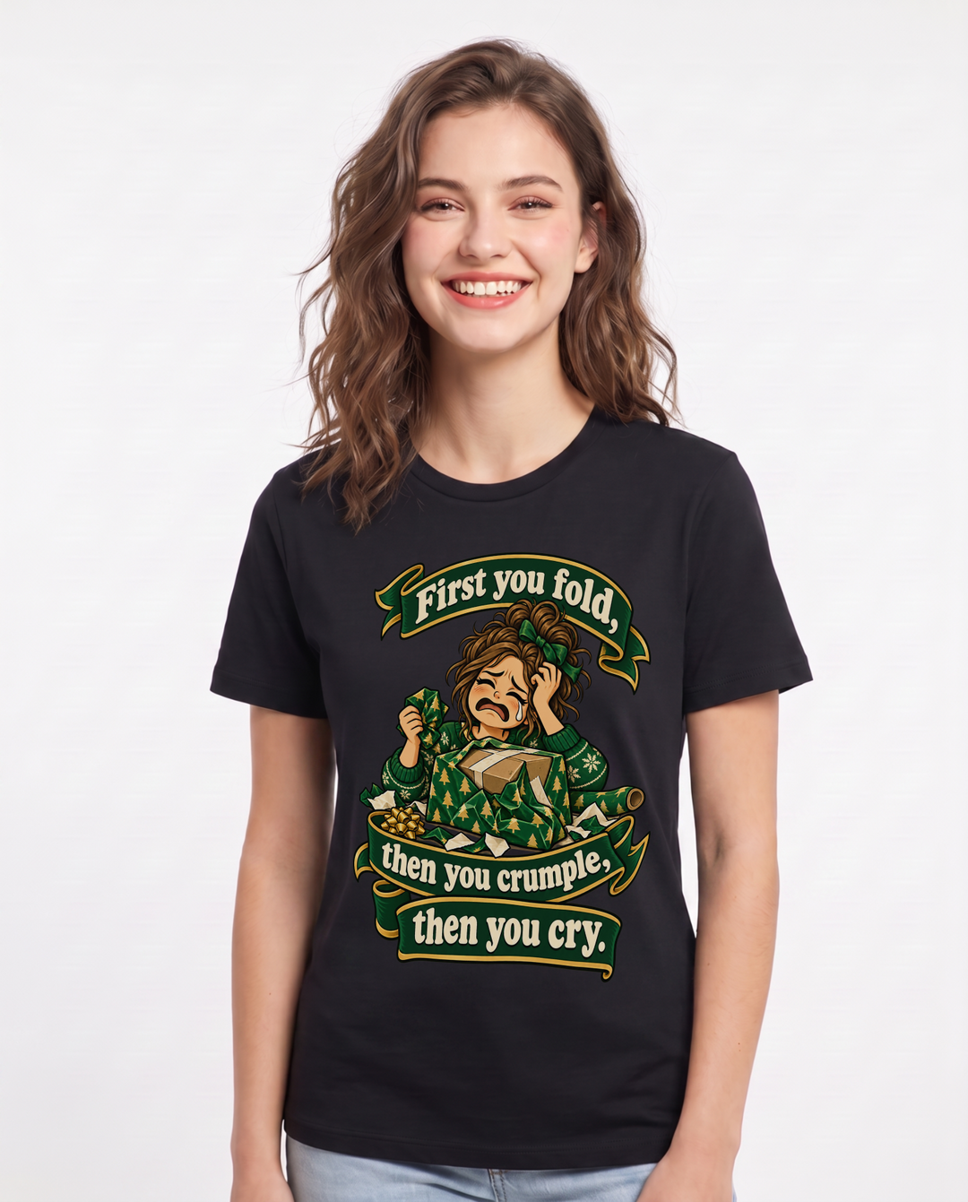 Christmas Black T-Shirt for Women – Holiday Theme Graphic Tee product image 3