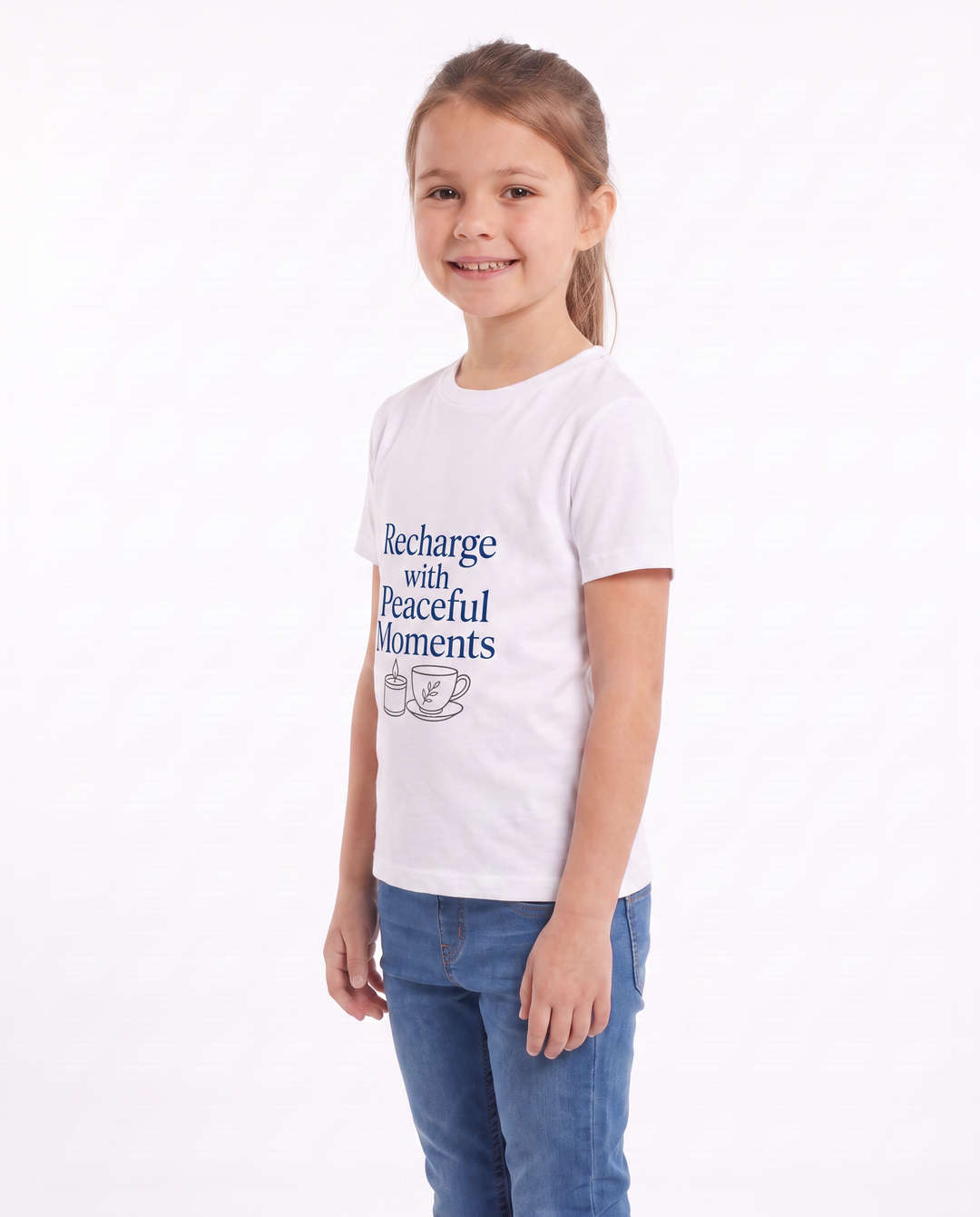 Recharge With Peaceful Moments White T-Shirt mockup 2