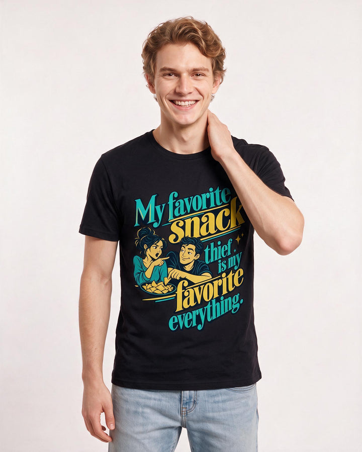 Couples Black T-Shirt for Men – Everyday Expression Graphic Tee product image 1