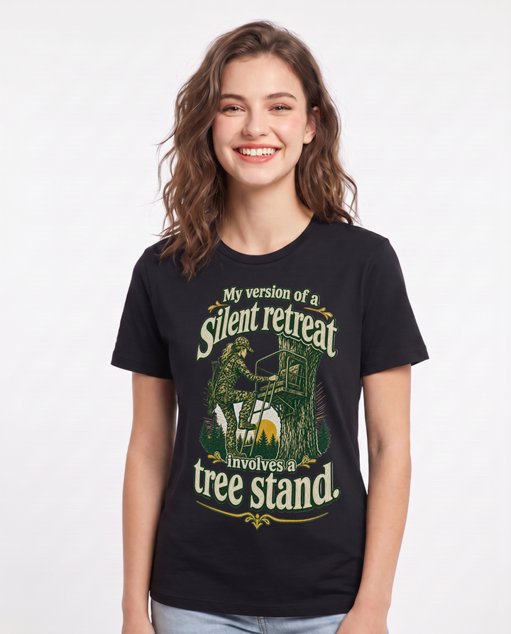 Hunting Women's Black T-Shirt – My version of a silent retreat product image 1