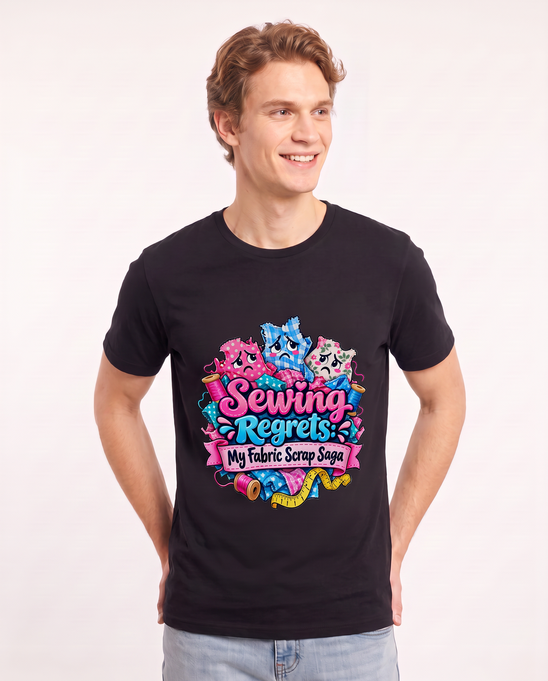Sewing Regrets: My Fabric Scrap Saga Men's Black T-Shirt product image 1