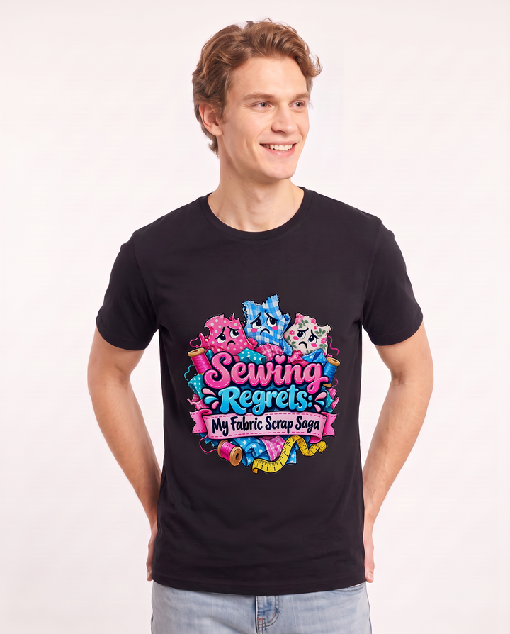 Sewing Regrets: My Fabric Scrap Saga Men's Black T-Shirt product image 1