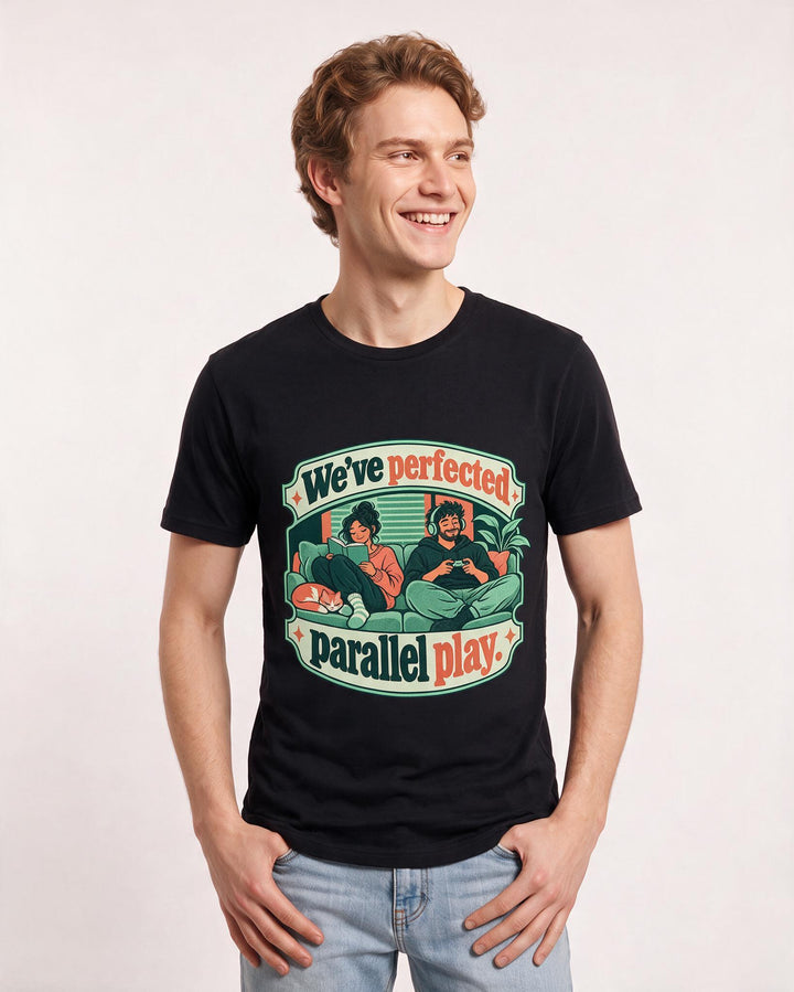 Couples Black T-Shirt for Men – Everyday Expression Graphic Tee product image 1