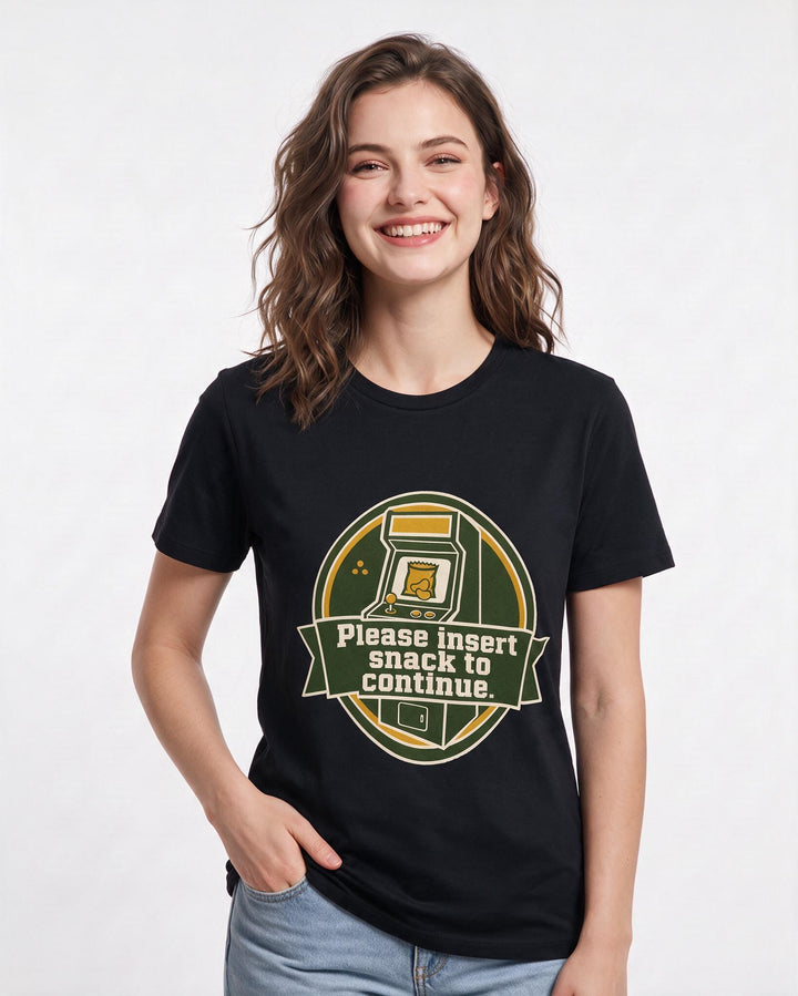Gaming Women's Black T-Shirt - Please insert snack to continue. product image 3