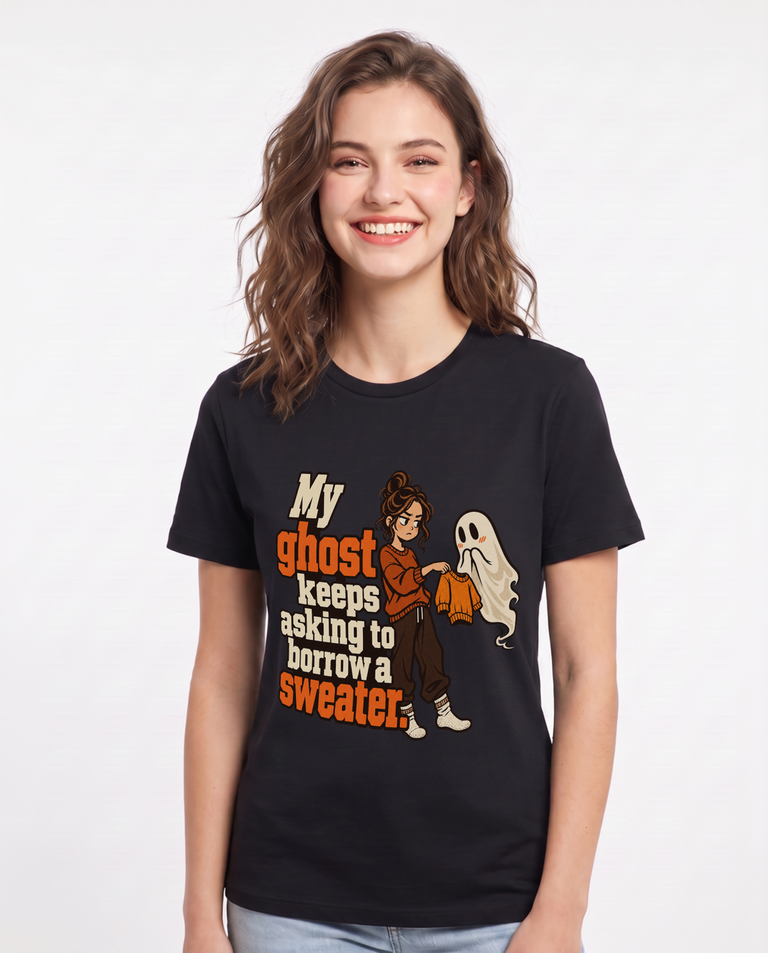 Halloween Black T-Shirt for Women – Halloween Theme Graphic Tee product image 3