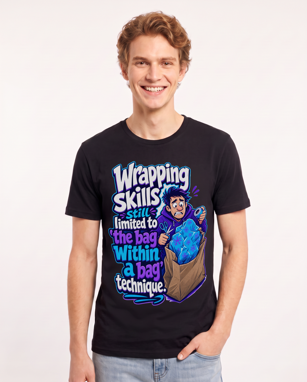 Christmas Black T-Shirt for Men – Holiday Theme Graphic Tee product image 3