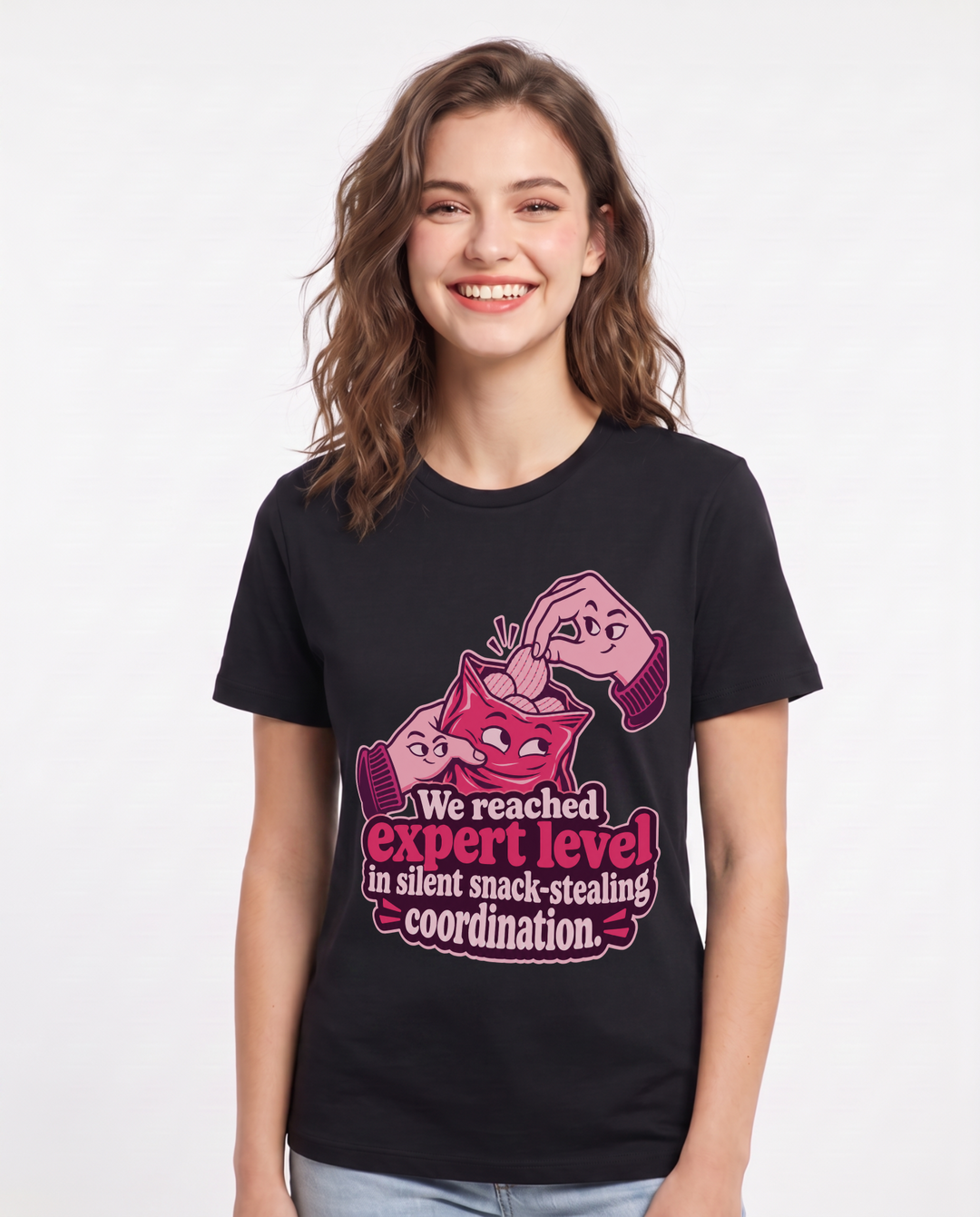 Couples Black T-Shirt for Women – Everyday Expression Graphic Tee product image 3