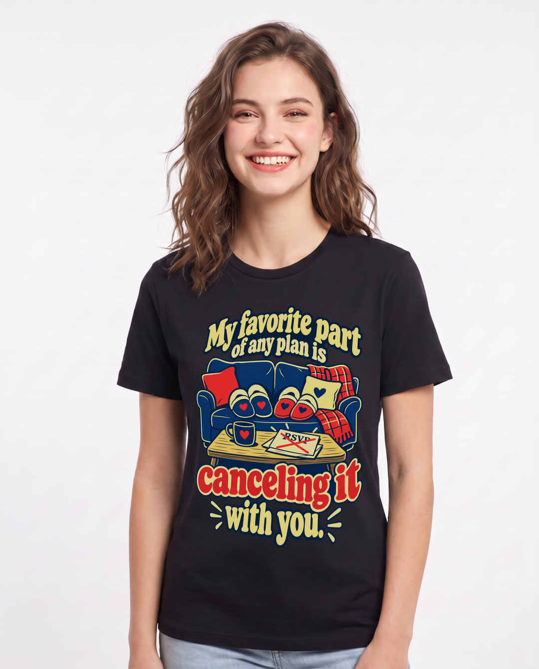 Couples Black T-Shirt for Women – Everyday Expression Graphic Tee product image 3
