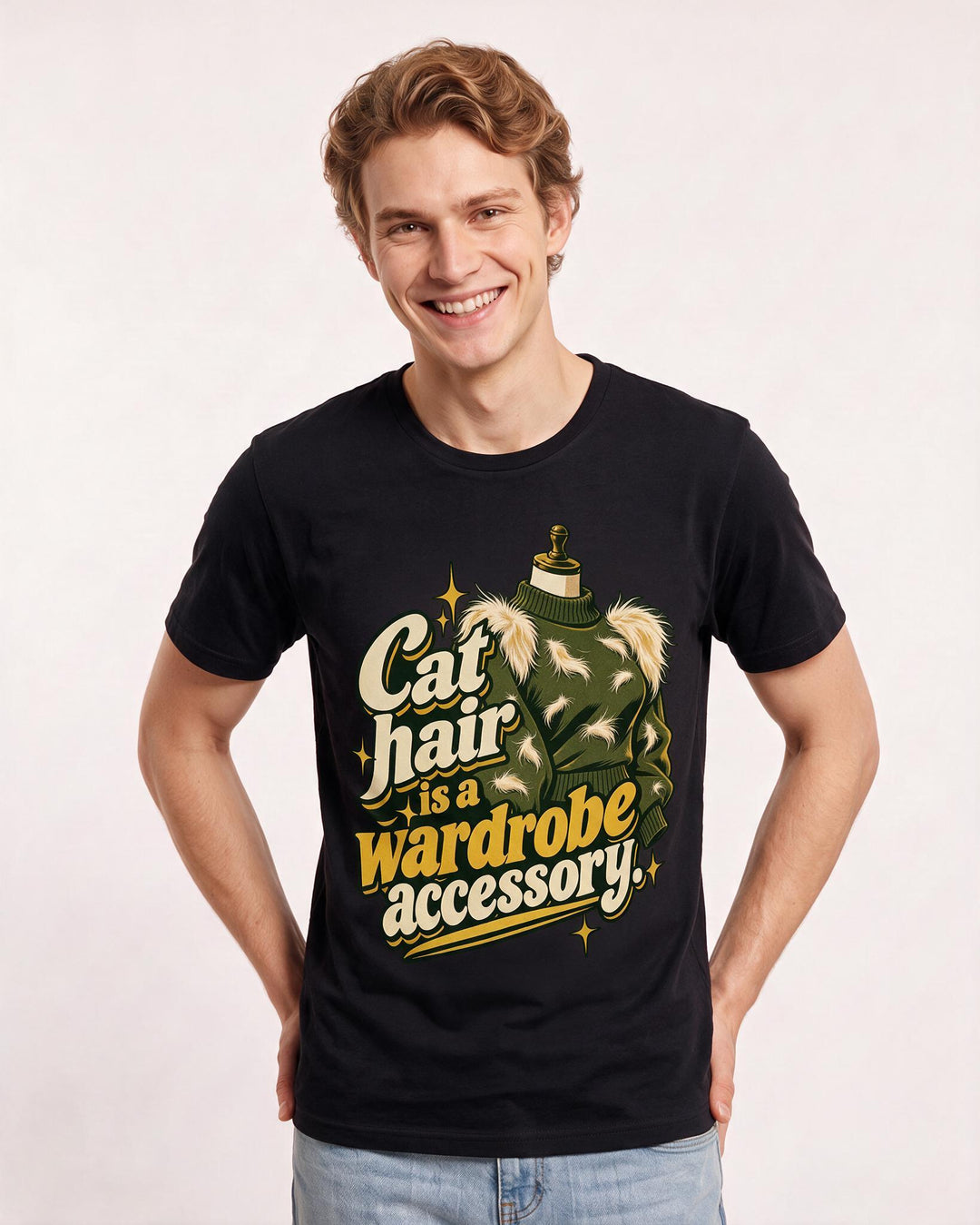 Cat Lover Black T-Shirt for Men – Everyday Expression Graphic Tee product image 1