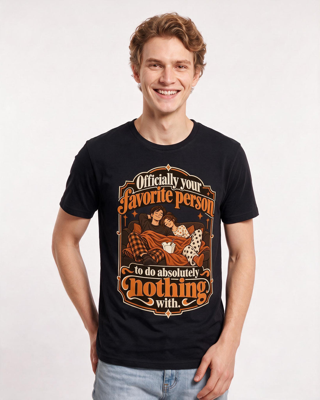 Couples Black T-Shirt for Men – Everyday Expression Graphic Tee product image 1