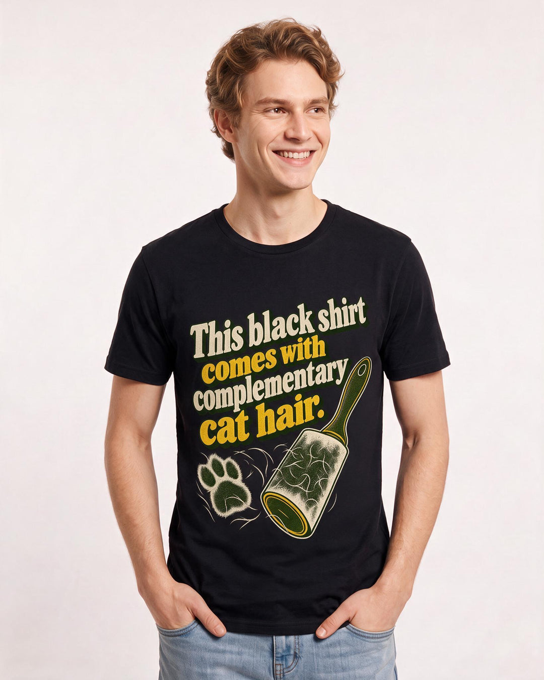 Cat Lover Black T-Shirt for Men – Everyday Expression Graphic Tee product image 1