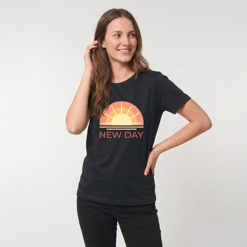 Fresh Start Vibes Black T-Shirt mockup 1