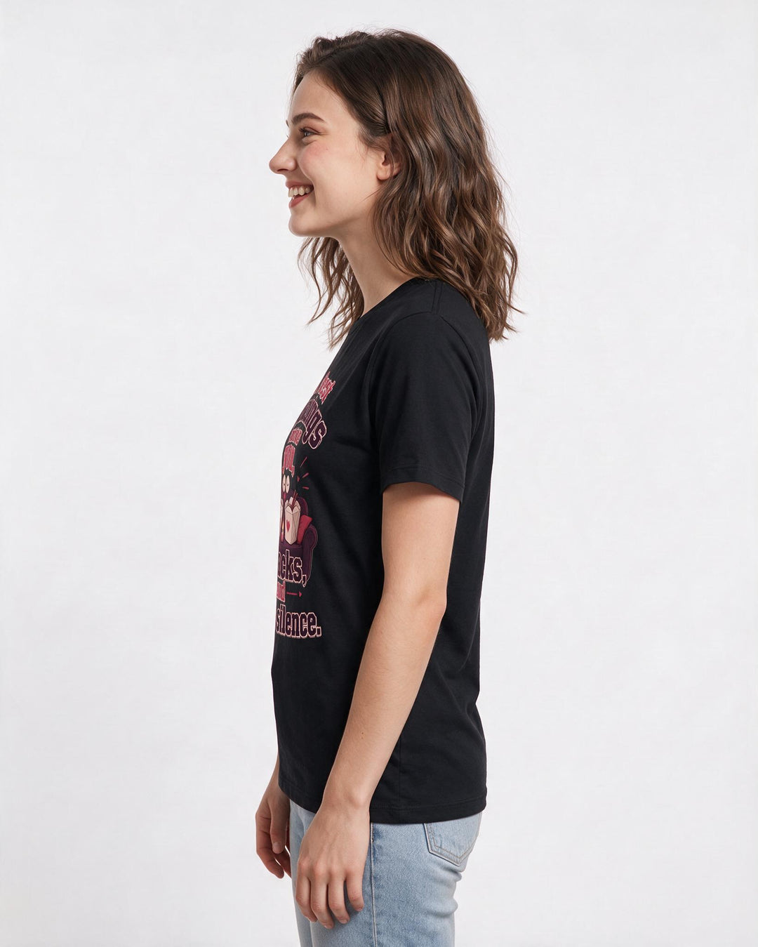 Couples Black T-Shirt for Women – Everyday Expression Graphic Tee product image 2