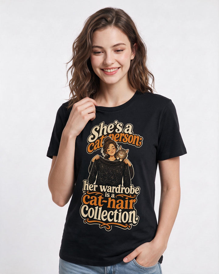 Cat Lover Black T-Shirt for Women – Everyday Expression Graphic Tee product image 1