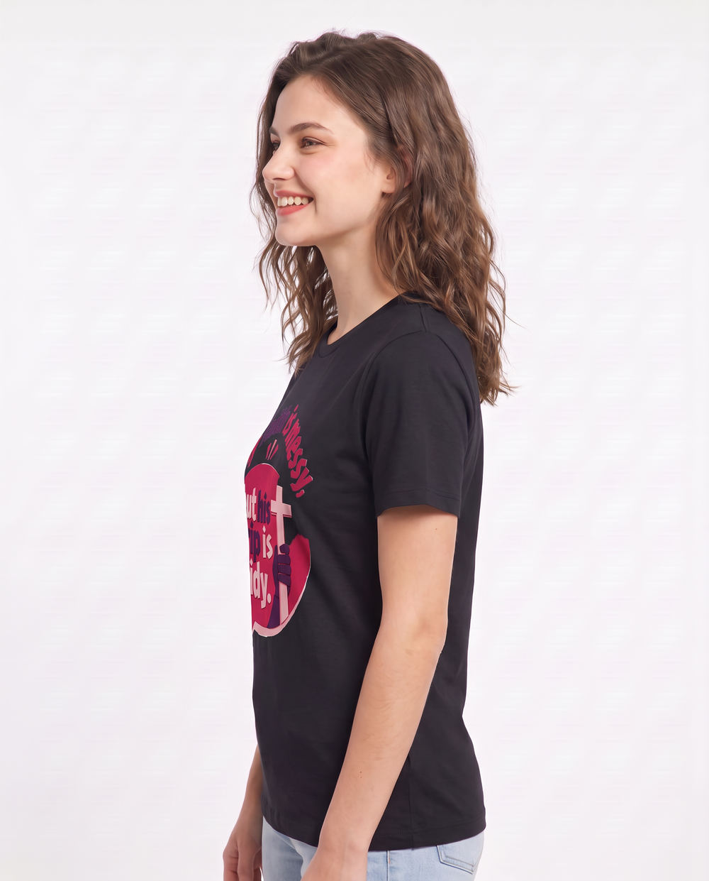 Graphic Women's Black T-Shirt - My faith is messy, but his grip is product image 2