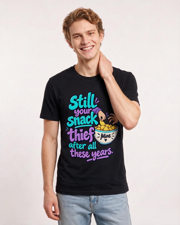 Couples Black T-Shirt for Men – Everyday Expression Graphic Tee product image 1