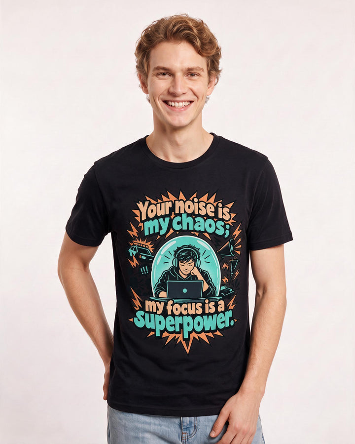 Neurodiversity Black T-Shirt for Men – Everyday Expression Graphic Tee product image 1