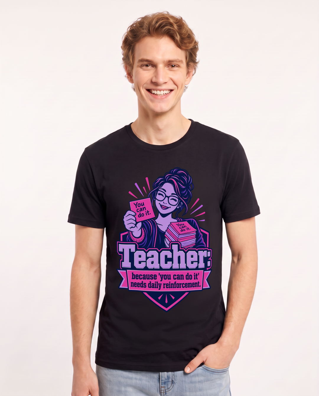 Teacher Black T-Shirt for Men – Everyday Expression Graphic Tee product image 3