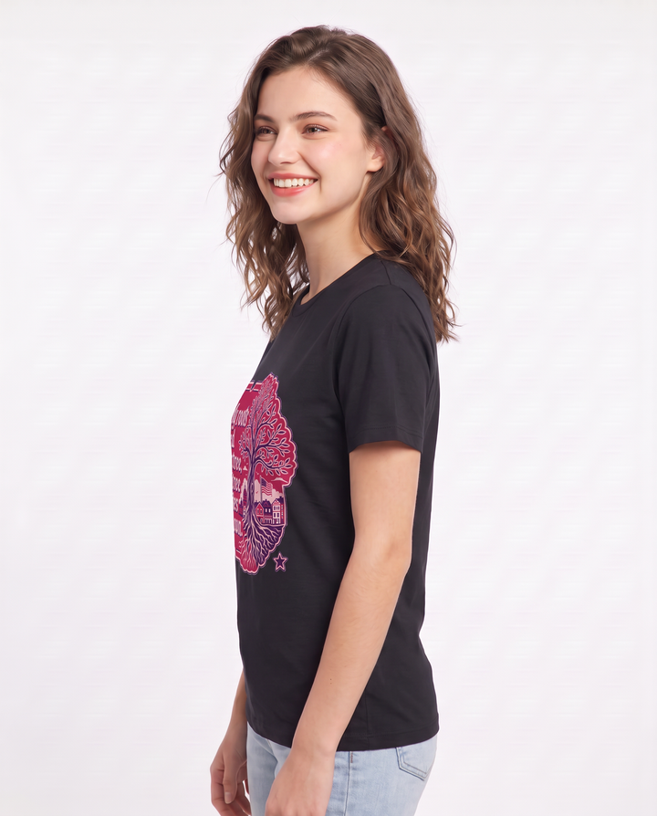 Graphic Women's Black T-Shirt - My roots feed the tree, the tree product image 2
