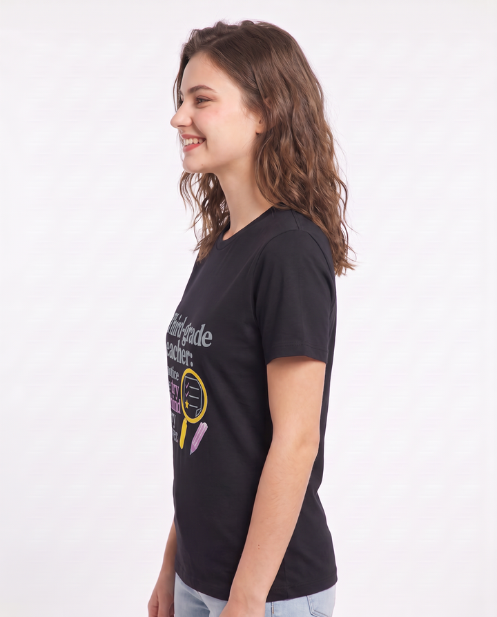 Third-grade teacher: I notice the try behind every answer. Women's Black T-Shirt product image 3