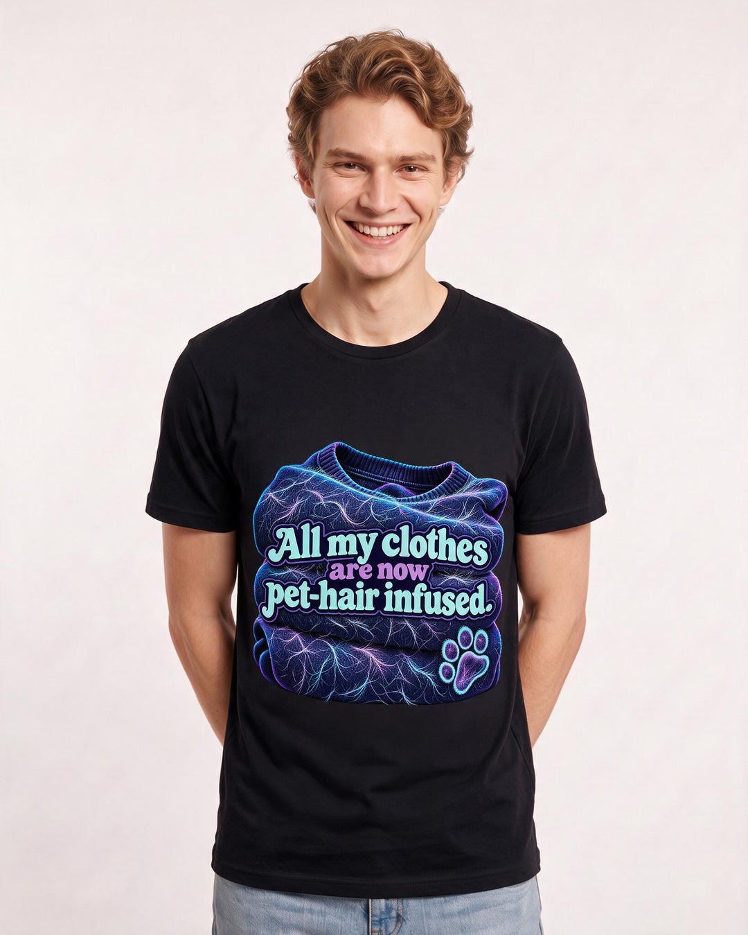 Cat Lover Black T-Shirt for Men – Everyday Expression Graphic Tee product image 1