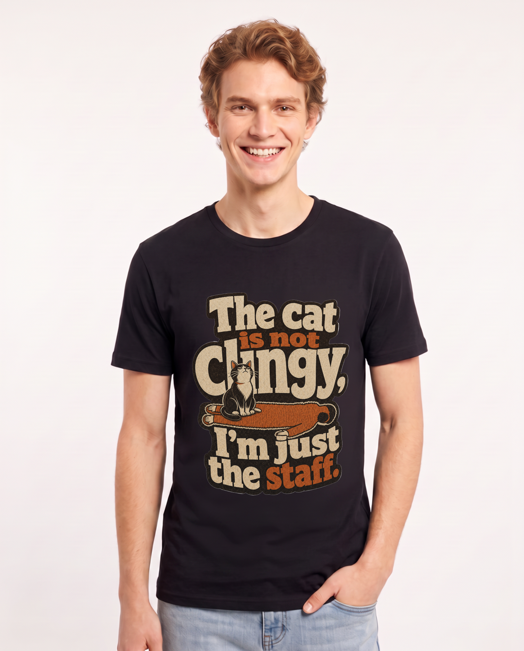 Cat Lover Black T-Shirt for Men – Everyday Expression Graphic Tee product image 3