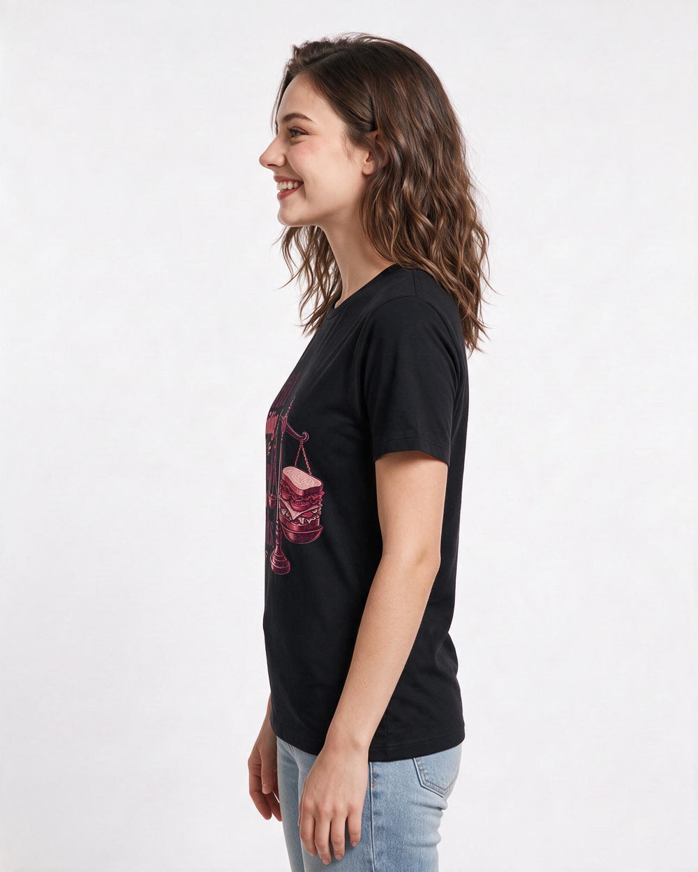 Couples Black T-Shirt for Women – Everyday Expression Graphic Tee product image 2