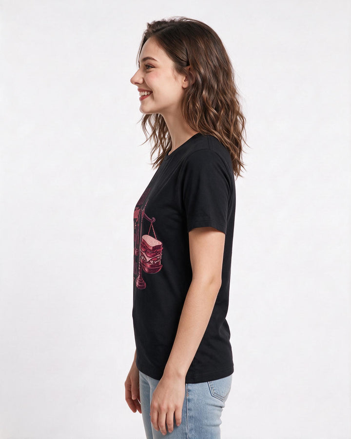 Couples Black T-Shirt for Women – Everyday Expression Graphic Tee product image 2