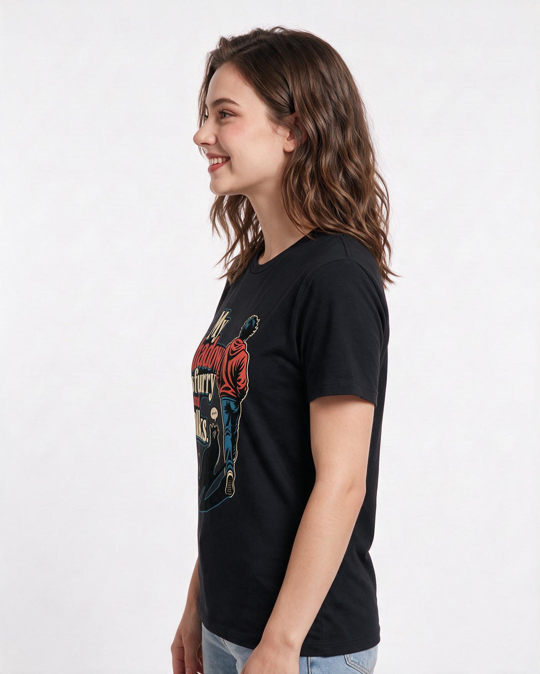 Cat Lover Black T-Shirt for Women – Everyday Expression Graphic Tee product image 2