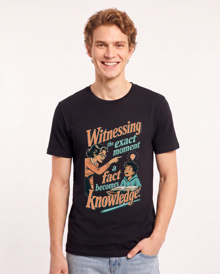 Teacher Men's Black T-Shirt – Witnessing the exact moment a fact product image 1