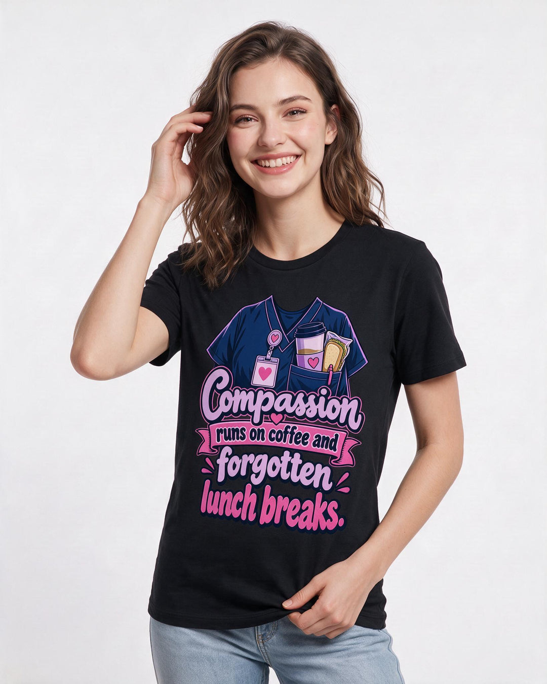 Nurse Black T-Shirt for Women – Nursing Life Graphic Tee product image 1